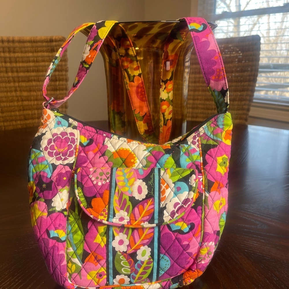 Vera Bradley Pink and Purple Quilted Shoulder Bag - Picture 14 of 14